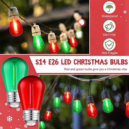 48 PCs de Natal lâmpadas de lâmpadas de corda LED lâmpadas plásticas lâmpadas de substituição à prova d'água S14 lâmpadas LED para luzes de cordas externas e26 base 1 watt lâmpada LED lâmpada externa s14 lâmpada