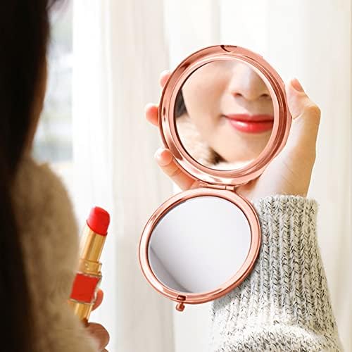 Jeogyong Gifts for Women - espelho compacto de ouro rosa, mini espelho de maquiagem portátil duplo -lados com ampliação