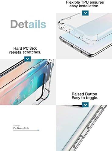 Kiomy Galaxy S10 Plus Case Ultra Crystal Clear Cheques Proteção à prova de choque para Samsung Galaxy S10 Plus S10+