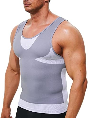 Camisa de compressão masculina sub-camiseta quadrada tanque muscular tampa de treino de gesto abdômen abdome slim
