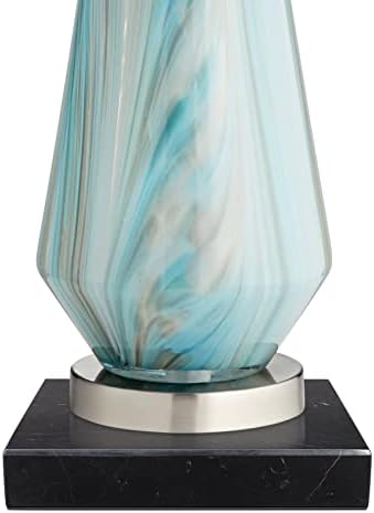 Possini Euro Design Jaime Costeira Lâmpada de mesa 26 Alto com quadrado Riser de mármore preto riser azul cinza Arte de vidro