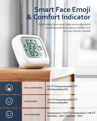 Higrômetro do termômetro digital ecológico, termômetro de temperatura do medidor de umidade WiFi com tela LCD grande e alerta