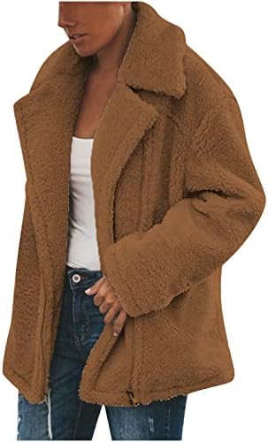 Jaquetas de lã de tamanho plus size para mulheres de moda de moda larga cais de gola de gola Fuzzy Cardigan Casas de casaco