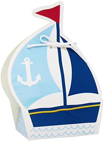 Caixas de tratamento de chá de bebê náutico - Nautica Party Birthday Birthday Favor Box - 12 Caixas de doces de chuveiro - Boas
