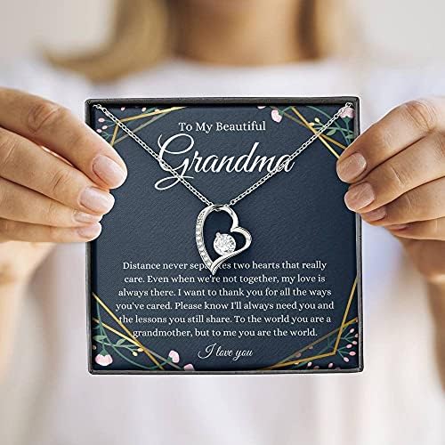 Jóias de cartão de mensagem, colar artesanal- Coração de presente personalizado, presente para colar da vovó, presente de aniversário