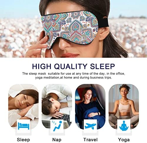 Mandala Máscara de olhos adormecidos respiráveis, capa de sono para os olhos para descanso de verão, delas de venda de contornos elásticos para mulheres e homens viajam