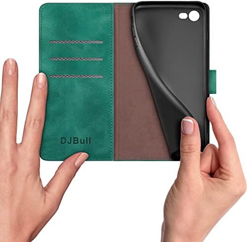 DJBULL iPhone 7/8/SE2/SE3 2022 Caixa de carteira com 【Bloqueio de RFID】 Titular do cartão de crédito PU, capa à prova de choques