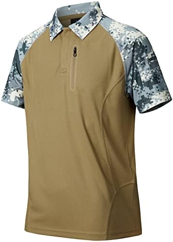 Camisas táticas de Zity para homens camisas de golfe militares de manga curta com colares de camiseta do exército