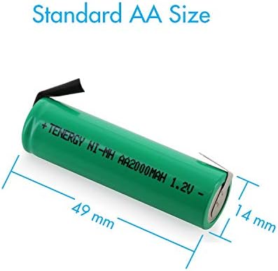 Tenegher 1.2V NIMH 2000mAh Platas AA recarregáveis ​​de topo plano com guias, 10 pacote