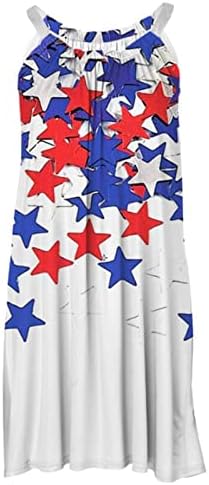 Vestido de tanque do dia da independência de oplxuo para mulheres casuais patrióticos soltos vestidos de 4 de julho de bandeira americana mini vestido