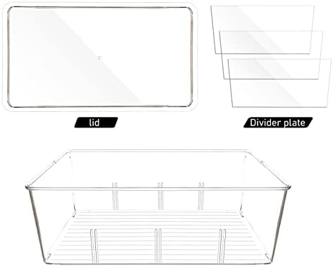 Zhoma 6 PCS Gavetas Organizadores com cobertura - caixas de armazenamento de plástico transparente multiuso para gadgets de cozinha