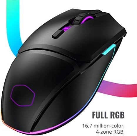 Cooler Master MM831 Gaming Mouse com 32000 DPI ajustável via software, 2,4 GHz e Bluetooth sem fio, botões PBT e suporte