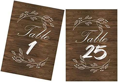 Números da mesa de casamento Números de mesa rústicos Cartões de número de mesa 5 x 7 lados de dupla face 1-25 com placas de mesa