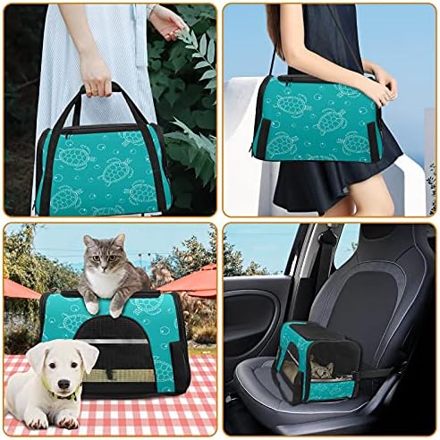 Bolsa de carrinho de animais de estimação de mão branca desenhada tartaruga marinha azul cachorrinho cachorro gato de cachorro