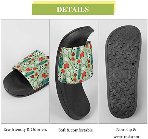 Ball Game Slide Sandal Non Slip Slip Selp Sco chuveiro Sapatos de casa de praia para homens