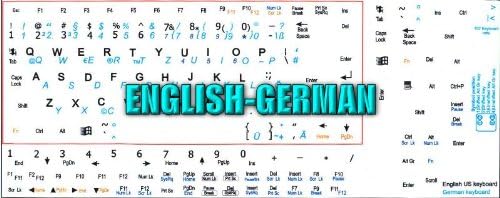 Netbook alemão adesivos de teclado inglês