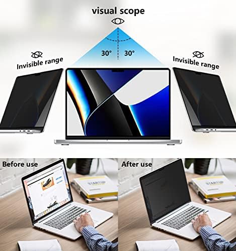Dabernur Privacy Screen Protector Compatível com MacBook Pro 14 polegadas, MacBook Pro 14.2 M1 2021 Instalação fácil/Bubble Free/Anti-Glare/Anti