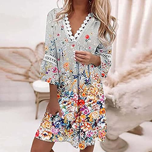 Vestido de verão feminino vestido com camadas de bainha bleter brigam três quartos de manga de trompete roupas de férias de moda de moda vestidos de baile