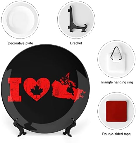 I Love Canada Mapa Placas de cerâmica redonda de placas decorativas com exibição para decoração de casamento em casa
