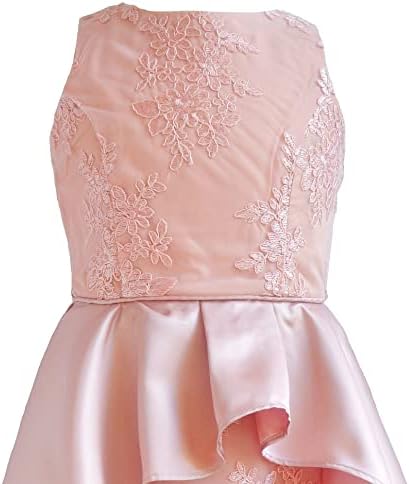 Edições raras garotas 7-16 malha bordada rosa Mikado Wrap Skirt Dress