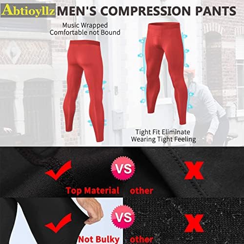 Calça de compressão masculina de abtioyllz esportes de leggings atléticos para camada de base treino ativo executando