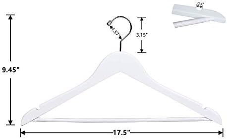 Amber casa sólida cabide de madeira branca 20 cabide superior e 24 cabide inferior para terno camisa de camisa Salia