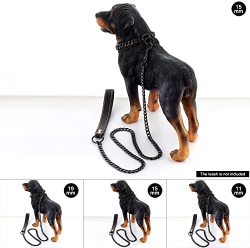 Colar de corrente de cadeia de cachorro preto 15 mm de cachorro cães de link preto colar de luxo de colarinho de luxo para cães