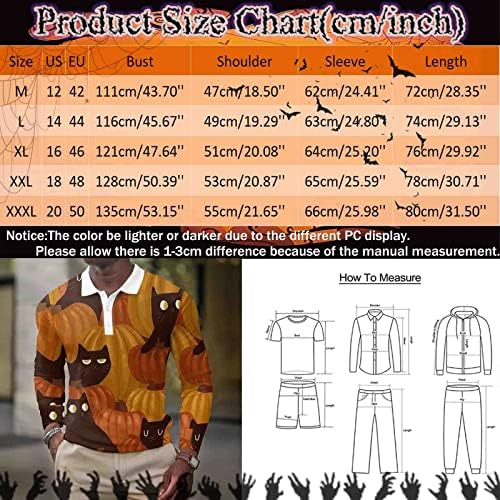 Xxbr halloween camisas de pólo para homens, engraçado gráfico de manga comprida Skeletton Pumpkin Henley Button Party Slim Fit Muscle