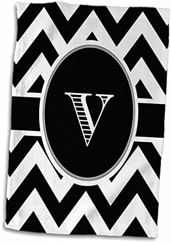 Designs 3drose Brooklynmeme - Monogram de Chevron preto e branco