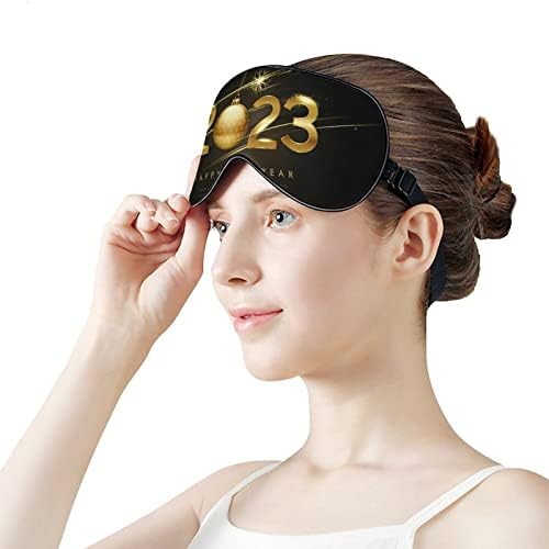 Feliz Ano Novo 2023 Máscaras do sono Tampa de olho Blackout com linha de mão elástica ajustável para homens para homens Men Yoga Travel Nap