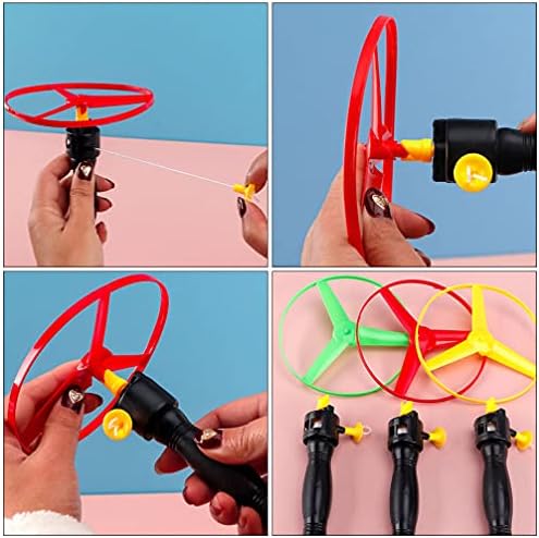 Toyandona 10pcs Flying Disc Launcher Toys Pull String Fly
