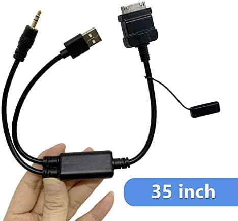 Cabo Aux Y Compatível para BM-W Aux Music Interface a 3,5mm Male Jack & Adapter Cord for POD