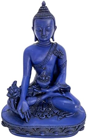 Companhia de comércio de pináculos Peak Lapis Blue Sitting Medicine Buda Buddha Feliz 5,5 polegadas feitas no budismo