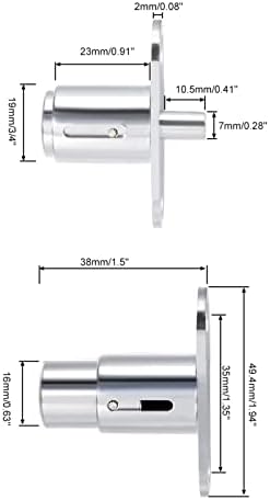 Meccanixity 2pcs Manger bloqueios 19mm x 23mm para gabinete de gaveta e 2pcs 19mm Cilindro de zinco Cromo Local de acabamento de acabamento com chaves, com chave diferente