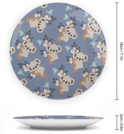 Cartoon Koala Floral Bone China Decorativa Placa decorativa com Stand Home Wobble-Places Placas de sobremesa Presente de