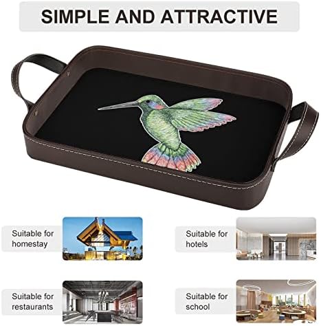 Hummingbird PU Couro Serviço Bandeja Elegante Decoração de Mesa Organizador de perfume com alças