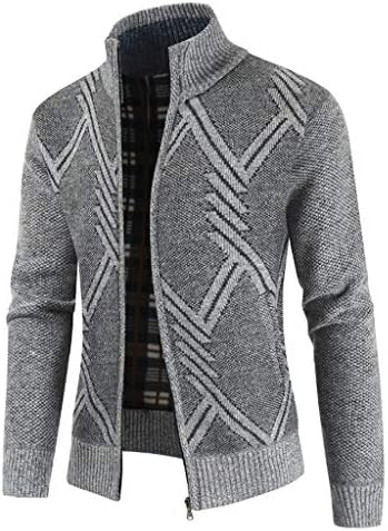 iyyvv inverno masculto malha casual cardigan jaqueta suéter stand colar zíper casaco