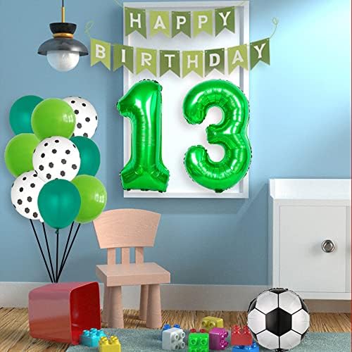 Balões de futebol definido 10º aniversário decoração, balões com temas de futebol de 12 peças, número 10 Balão de futebol de papel de alumínio Feliz aniversário de aniversário para esportes com temas de esportes, decorações de festa de formatura