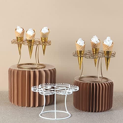 ABOOFAN Cream Cone Stand Stand Cone European Cone Stand com buracos Golden Iron Art Flor Açúcar Waffle Cone Cupcake Rack para Roll Sushi Pipoca