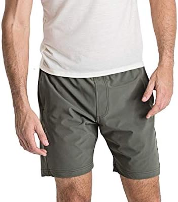 Vestuário de Olivers em todo o curto, shorts de desempenho de 4 vias masculinos com bolsos, wicking de umidade com um bolso escondido