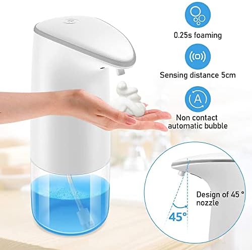 Dispensador de sabão de espuma automática Dispensador de manobras sem toques e sem toque para banheiro e cozinha （branco)