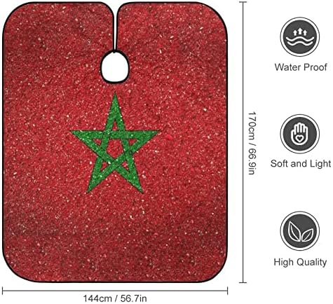Bandeira nacional de marrocos barbeiro cortando capa de cabelo impermeável com capa de cabelo de fechamento ajustável para colorir capas de permissão