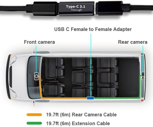 【Pacote: Masigo A340D + Cabo de extensão】 Dash Cam Caminhão traseira traseira traseira True 4K/2.5K Full HD Câmera de carro,