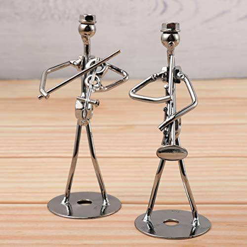 Favomoto 4pcs vintage Iron Art Aço Música Homem Figura Artesanato Estátua Little Iron Art Musician Instrument Musical