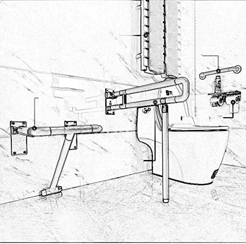 Barra de garagem luofdclddd, barra de banheiro barra de 29,5 polegadas dobrável sem deslizamento aço inoxidável suporte de mão handrail sênior Assistência de banheiro dobrável Grips de banheiro sem barreira sem barreira