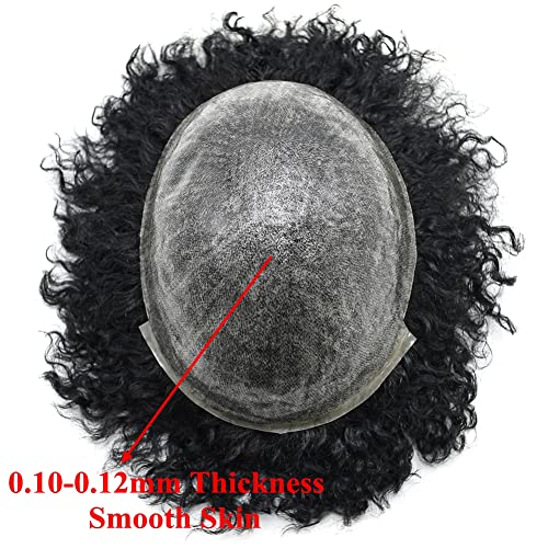 Singa Cabelo Afro Toupee para Black Mens Hair Substituição Sistema de Cabelos Injeção Poly Pol Pol Pol.
