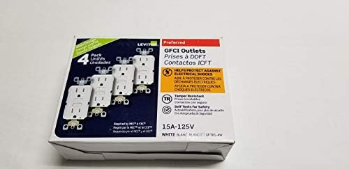 Leviton GFTR1-4W Smart-Test SmartlockPro Slim GFCI Receptáculo resistente a adulteração com indicador LED, 15-AM, 4-Pack,