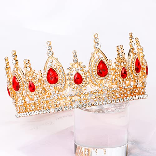 Tobatoba Red Crown for Women, Rainha dos Corações da Coroa, coroas da rainha real para mulheres, Tiara de Crystal Wedding for Women Princesa Tiara para Noiva, Quinceanera Headpieces para Halloween do Prom Promp