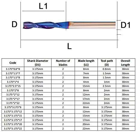 Hefute 10pcs 1/8 Altin Super Nano Blue Coat 2 Flauta Cutter de moagem de fundo plano para máquina de gravura CNC