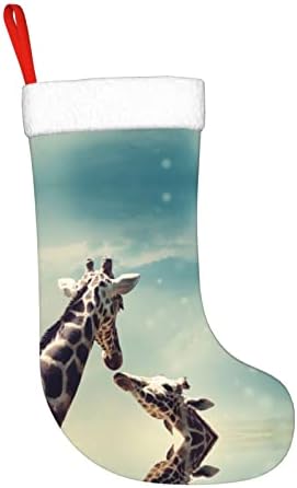 Psvod duas girafas de ano novo no dia de Natal meias decorativas penduradas meias de natal